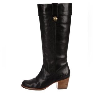Coach Fayth vintage black leather knee high heeled boots